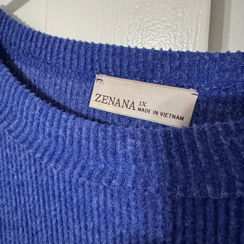 Blue Ribbed Knit Sweater - Picture 3 of 3